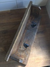   WOODEN WALL SHELF + HOOKS