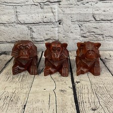 8cm Tall Wooden 3 Wise Monkeys Figure Hear No Evil See No Evil Speak No Evil