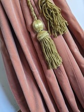 Montgomery Interior Velvet Peach/Coral Trio Pinch Pleat Curtains 124" per panel 