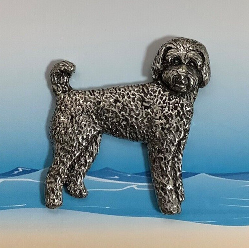Labradoodle silver pewter - pewter, pin