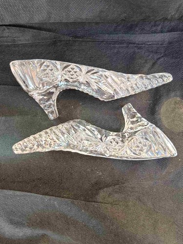 Pair vintage cut glass crystal - pair,