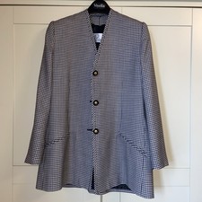 Viyella Women's Two Piece wool skirt Suit UK 18 Navy & white houndstooth check