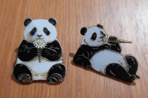 Giant panda metal enamel pin - enamel,