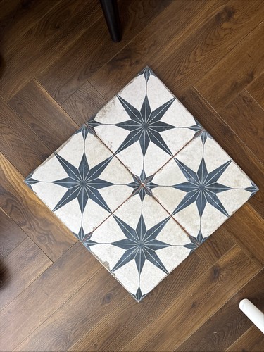 Star pattern blue floor tile - star,