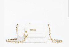 Guess Elvira Belt / Across Body / Chain / Shoulder / Bum Bag White Faux Leather