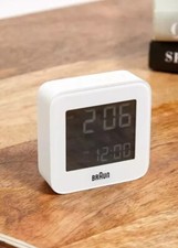 Braun Mini Travel Alarm Clock BC08W - White OPENED BOX AND TESTED