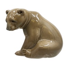 LLADRO 1206 BEAR SEATED  BROWN PORCELAIN GLAZED FIGURINE ~ 3.5" H