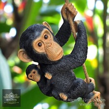 Resin Hanging Gorilla Monkey Mom & Baby Garden Ornament Sculpture Statue Decor