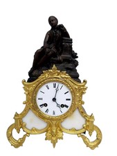 Antique Clock French Ormolu Bronze 19th Century Empire Bell Signed Japy Freres