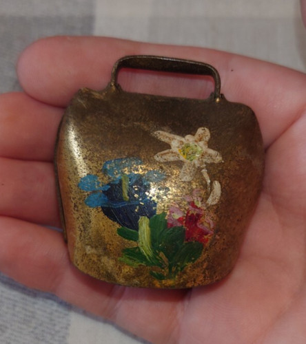 Brass cow bell adorned - brass,