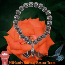 8mm Hanging Bat Hematite Charm