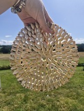 Vintage Handcrafted Shell Trivet – Coastal Boho Decor