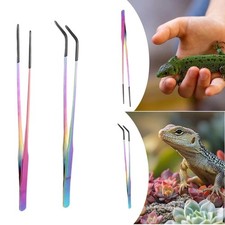 2Pcs Stainless Steel Aquarium Feeding Tweezers Reptile Feeding Tongs Pet Supply