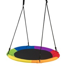 COSTWAY Flying Saucer Tree Swing Giant 100cm Round Swing w/Steel Frame-Color