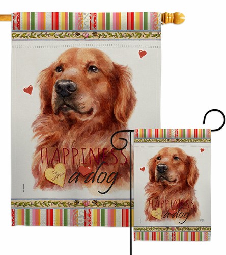 Red golden retriever happiness - red,