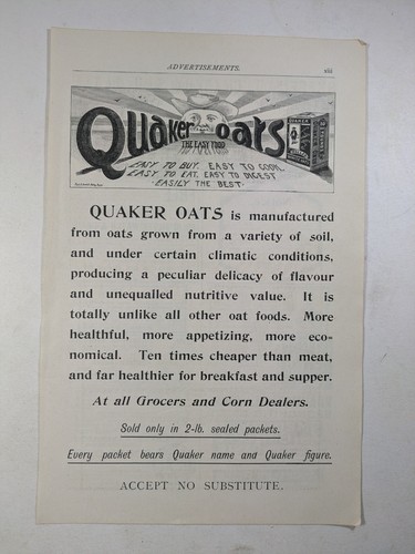 Quaker oats 1898 original - quaker,