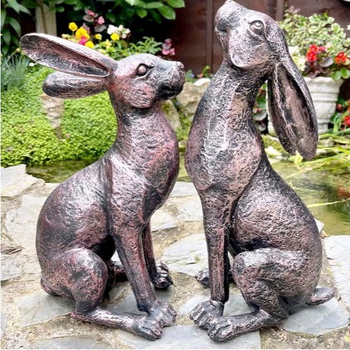 Garden hare ornaments set of - garden,