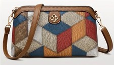 Multi-coloured, Striking geometric design, Cross-body shoulder Bag