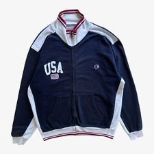 Vintage 90s Champion USA Track Jacket, Olympic Retro Y2K Skateboard Windbreaker