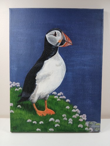 Puffin acrylic painting - puffin,