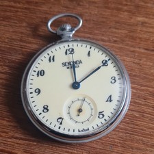 Vintage metal Seconda 18 Jewels Pocket Watch Working ref4143