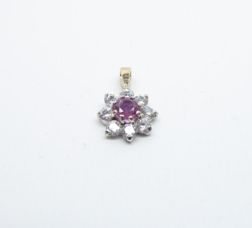 9ct gold ruby pendant cluster - 9ct,