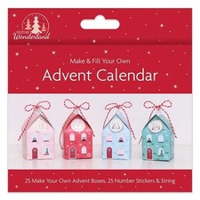 Christmas Advent Calendar Make & Fill Your Own With 25 House Boxes Add Gift