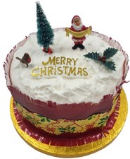 5 piece SET Merry Christmas Cake Decorations yule log cupcake toppers cake frill