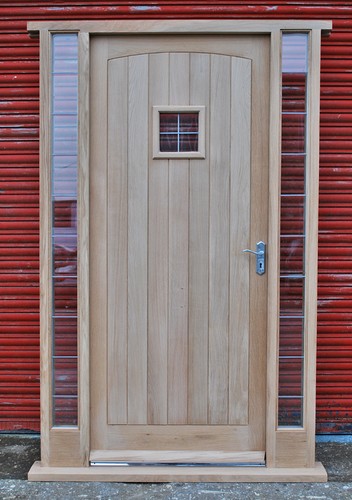 Solid oak front door with - front,