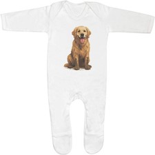 'Happy Golden Retriever Covered In Mud' Baby Sleepsuits (SS056763)