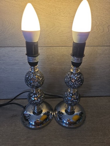 Pair chrome mosaic table - mosaic,