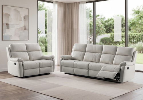 Grey italian leather - leather, seater