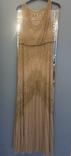 Adriana Papel Full Length Gold Beaded Dress Size 10. New Without Tags.