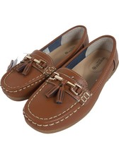 Shuropody Tan Leather Tassel Loafers EE Fit UK 4