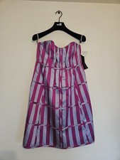 Lullaby. 100% Silk Dress.  UK 10. Built in Bra. Strapless. Striped.  Brand New