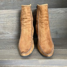 Patrick Cox High Heel Tan Suede Zip Ankle Boots Moccasin Style EU37/UK4.5