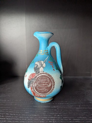 Vintage blue pottery jug - blue,