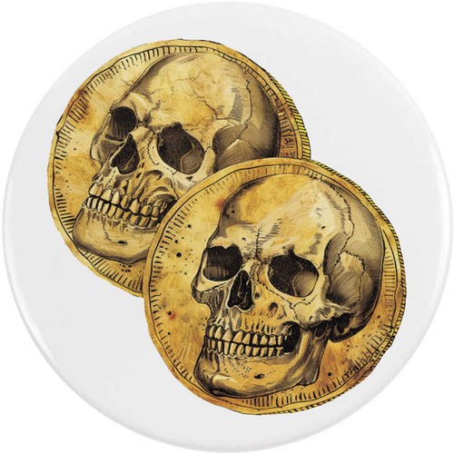 Pirate gold coins button pin - 'pirate, coins'