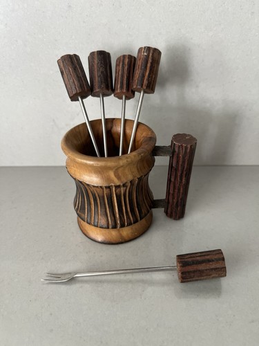 Vintage mid century wooden mug - wooden,