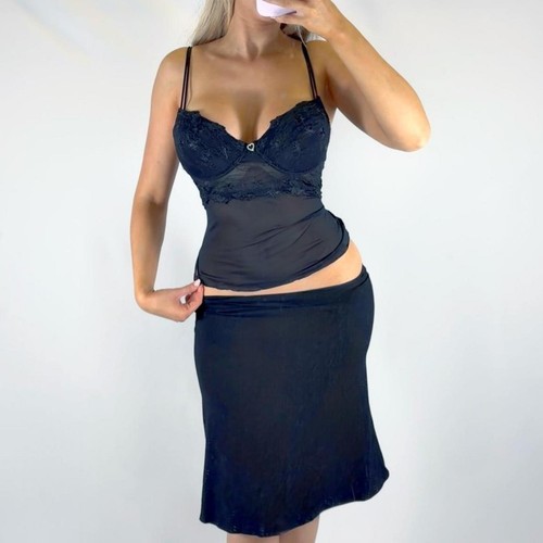 90s vintage black lace - , cami