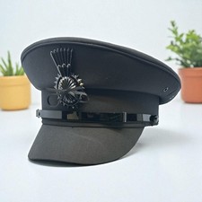 Men's Black chauffeurs hat with Cockade Premium Quality Taxi Driver Prom Cap