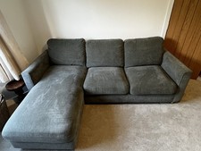 Grey Fabric Chaise Sofa Bed with Storage Chaise.
