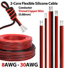 Twin 2-Core Flexible Silicone Cable 8/10/12/14/16/18/20/24/26AWG Wire Red-Black
