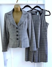 Next Grey Check 3 Piece Suit Jacket/Skirt/Dress Work Office Size 10R