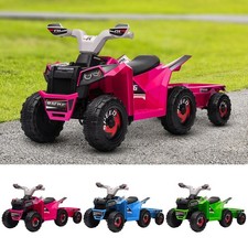 Electric Quad Bike, 6V Kids Ride On ATV w/ Back Trailer for 18-36 Months