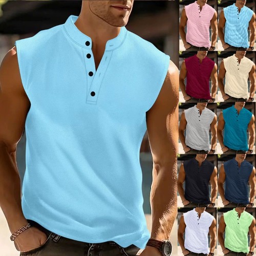 Mens premium sleeveless henley - mens,