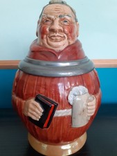 Vintage Ceramic Monk Character Stein Pewter Lid Collectable Musical Beer Mug