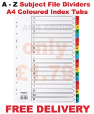 A - Z Subject File Dividers A4 Coloured Mylar Index Tabs Premium Quality