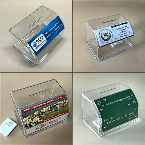 Clear acrylic money box with - clear,