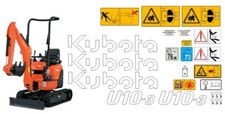 Kubota U10-3 MICRO DIGGER DECAL SET. FULL STICKER KIT WITH SAFETY DECALS